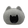 Caverne en feutre pour chat, forme tête de chat, gris chiné