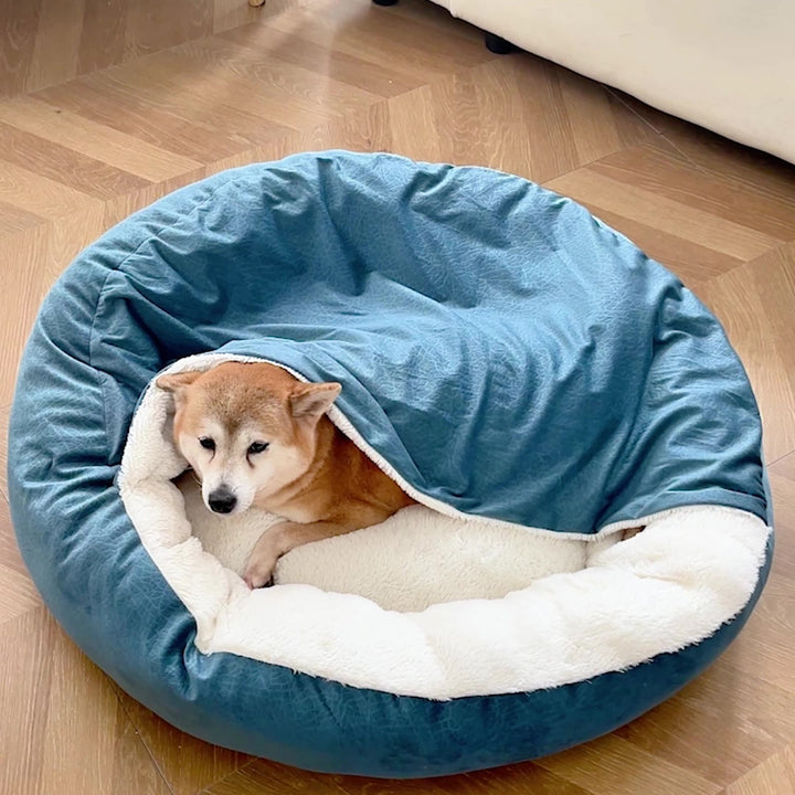 Round Hooded Burrow Dog Bed