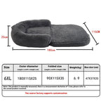 Large Dog Bed, Oversized Plush Fold-Out Sofa, 180 x 115 cm, size guide