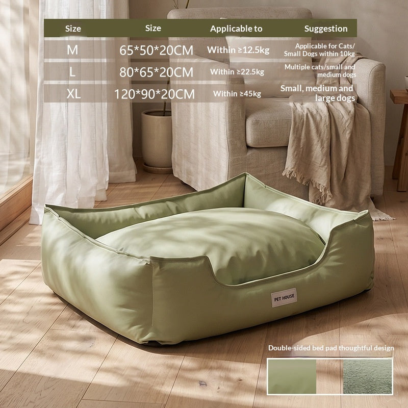 Leather-Look Bolster Dog Bed in use