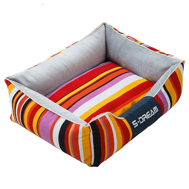 Striped Machine Washable Dog Bed, photo 4