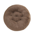 Shaggy Plush Donut Dog Bed in Mocha