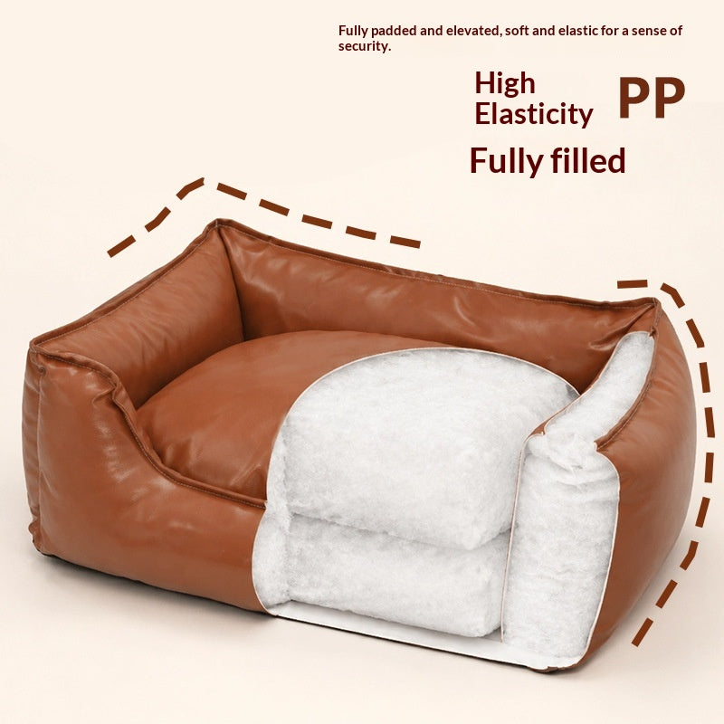 Leather-Look Bolster Dog Bed, close-up of the fabric