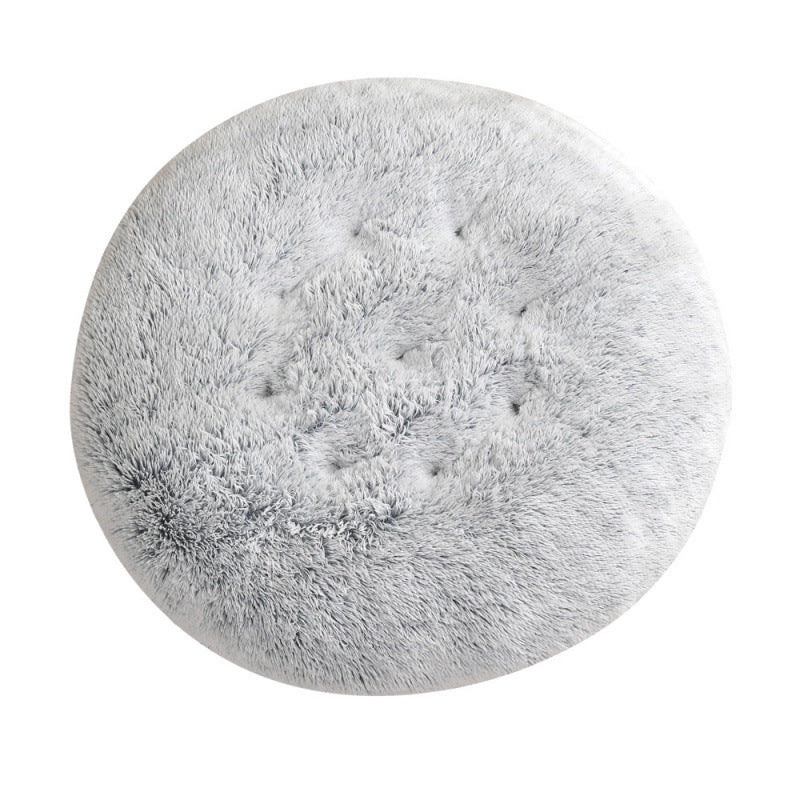 Shaggy Plush Donut Dog Bed in Frosted grey