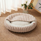 Dog House Winter Warmth Cat Bed Round Pet Bed in Khaki
