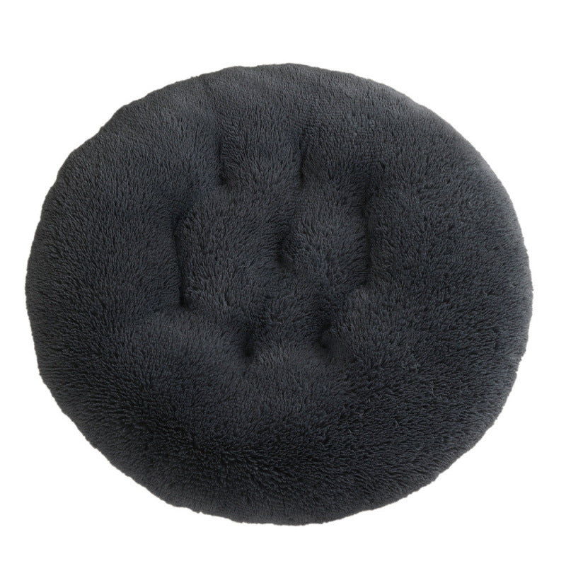 Shaggy Plush Donut Dog Bed in Charcoal