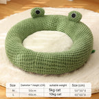 Cat Cave Bed in Green Frog Shape, Round, Half Hood or Cave, size guide