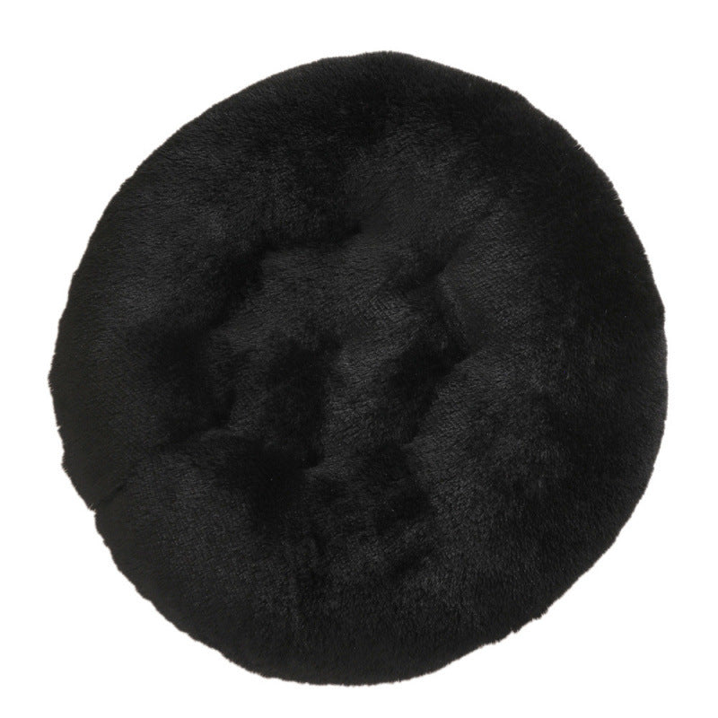 Shaggy Plush Donut Dog Bed in Black