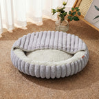 Dog House Winter Warmth Cat Bed Round Pet Bed in Gray