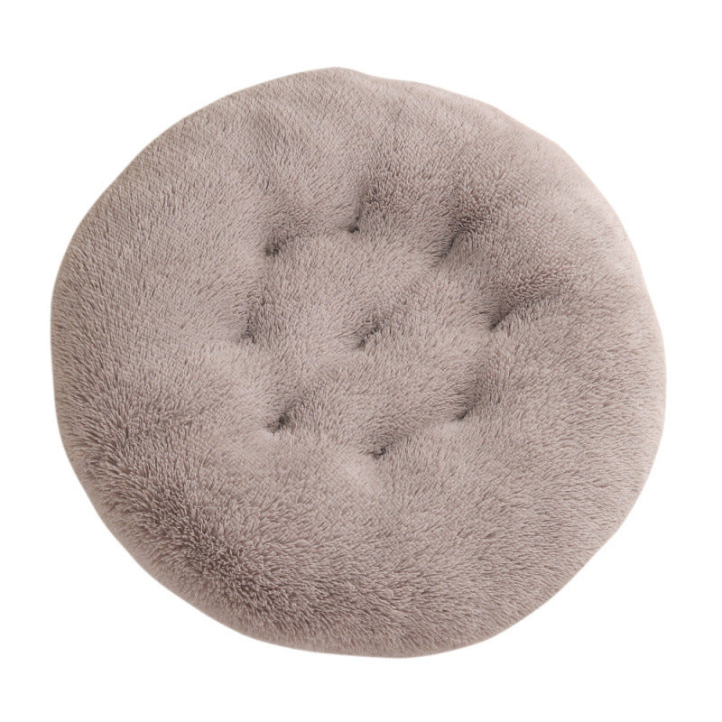 Shaggy Plush Donut Dog Bed in Taupe