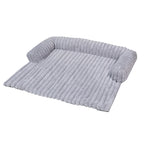 Ribbed Plush Dog Mat with Bolsters in Light grey