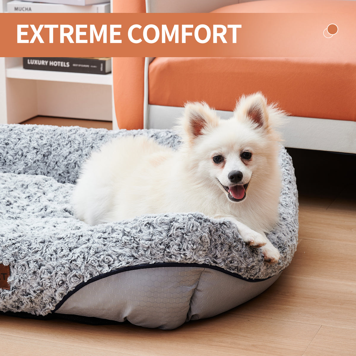 Rose Plush Rectangular Dog Bed, photo 3
