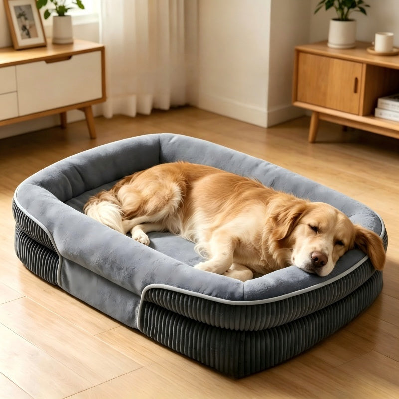 XL Oval Dog Bed with Ribbed Sides