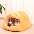 Cat Cave Bed with Ears in use