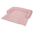 Ribbed Plush Dog Mat with Bolsters in Light pink