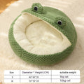 Cat Cave Bed in Green Frog Shape, Round, Half Hood or Cave, size guide
