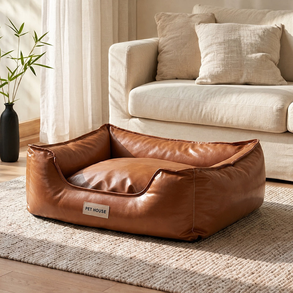 Leather-Look Bolster Dog Bed, photo 3