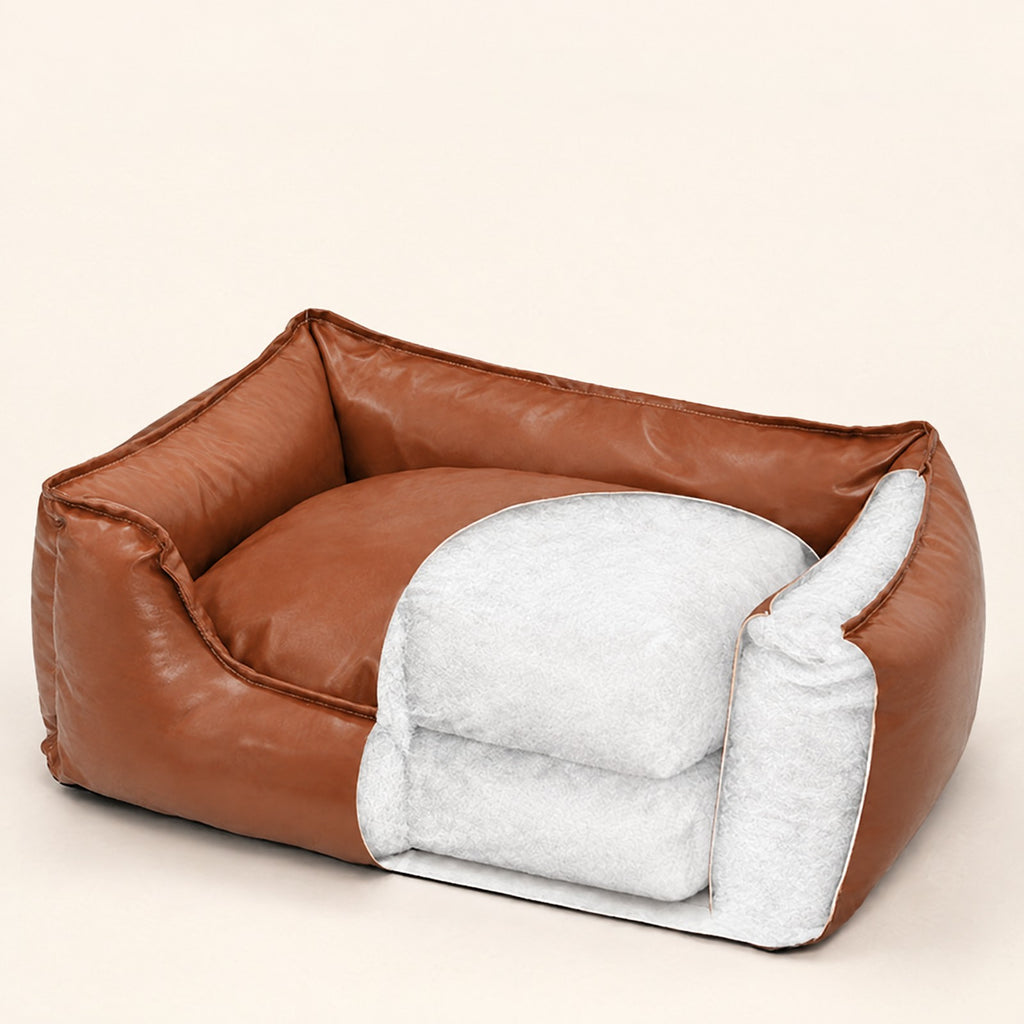 Leather-Look Bolster Dog Bed, close-up of the fabric