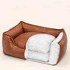 Leather-Look Bolster Dog Bed, close-up of the fabric