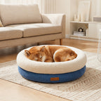 Round Dog Bed with Sherpa Rim, photo 8