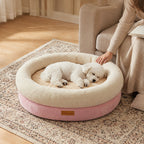 Round Dog Bed with Sherpa Rim, photo 10